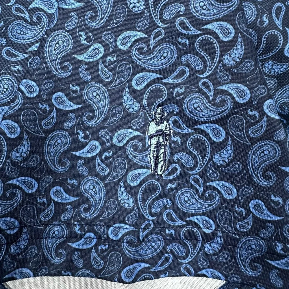 Donald Ross Polo Shirt Mens Large Blue Paisley Performance Stretch Sport Golf
